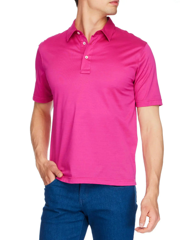 Men's Cotton Jersey Polo Shirt In Pink - Nigel Curtiss