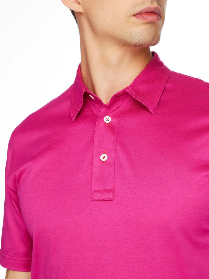 Men's Cotton Jersey Polo Shirt In Pink - Nigel Curtiss