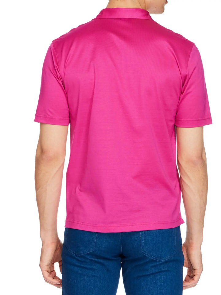 Men's Cotton Jersey Polo Shirt In Pink - Nigel Curtiss