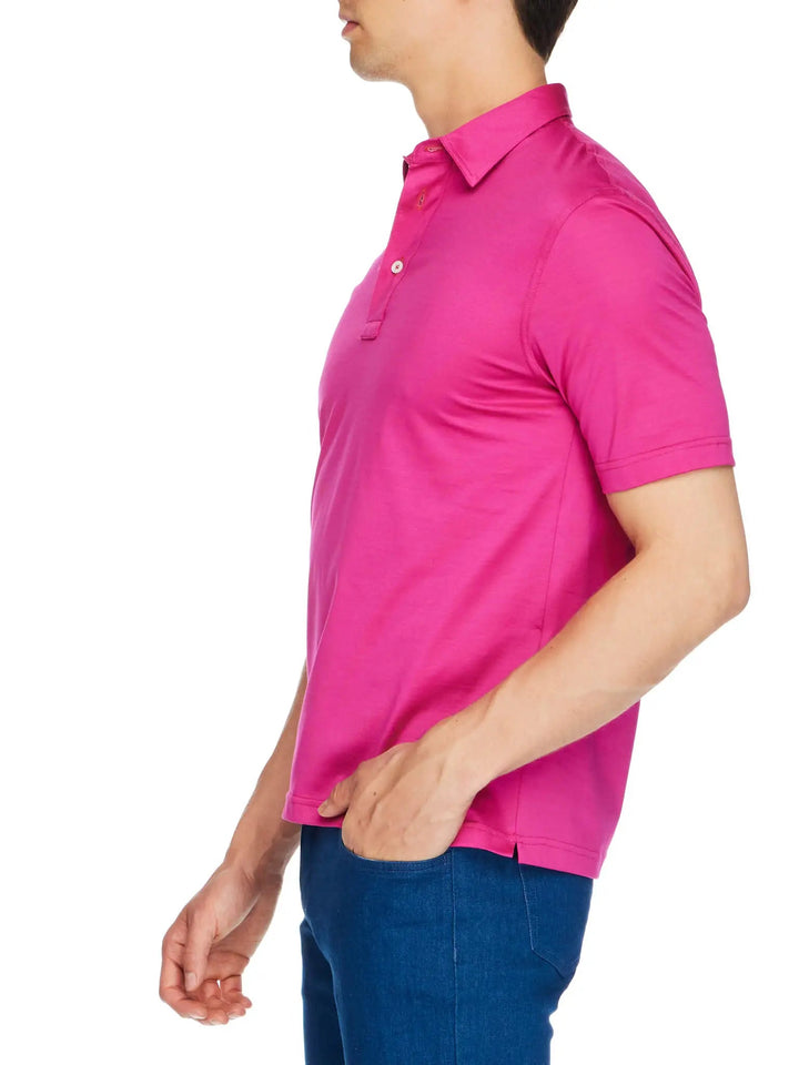Men's Cotton Jersey Polo Shirt In Pink - Nigel Curtiss