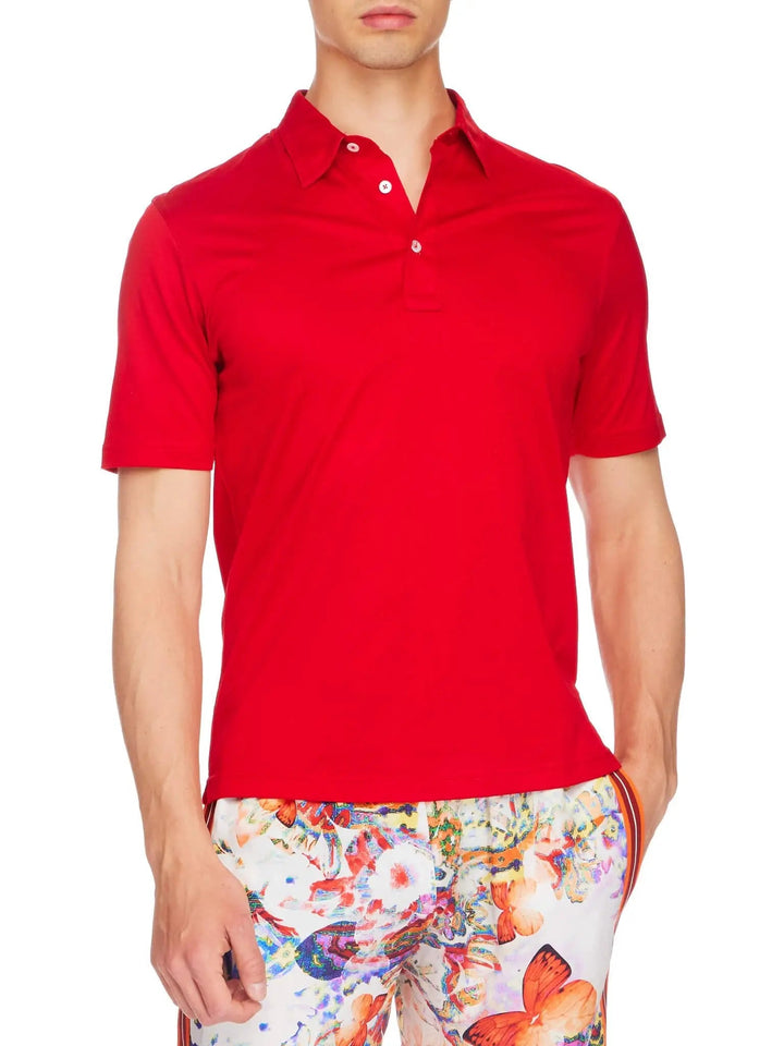 Men's Cotton Jersey Polo Shirt In Red - Nigel Curtiss