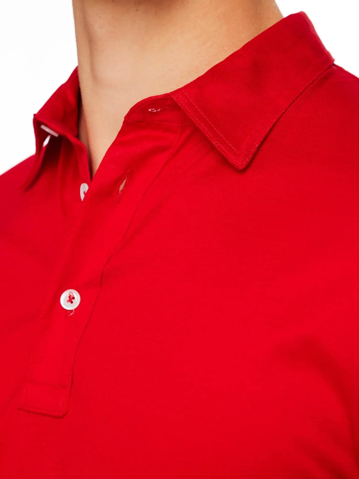 Men's Cotton Jersey Polo Shirt In Red - Nigel Curtiss