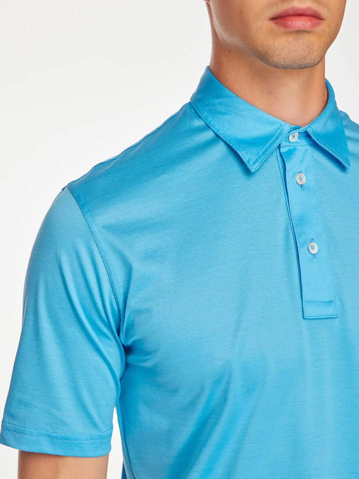 Men's Cotton Jersey Polo Shirt In Turquoise - Nigel Curtiss