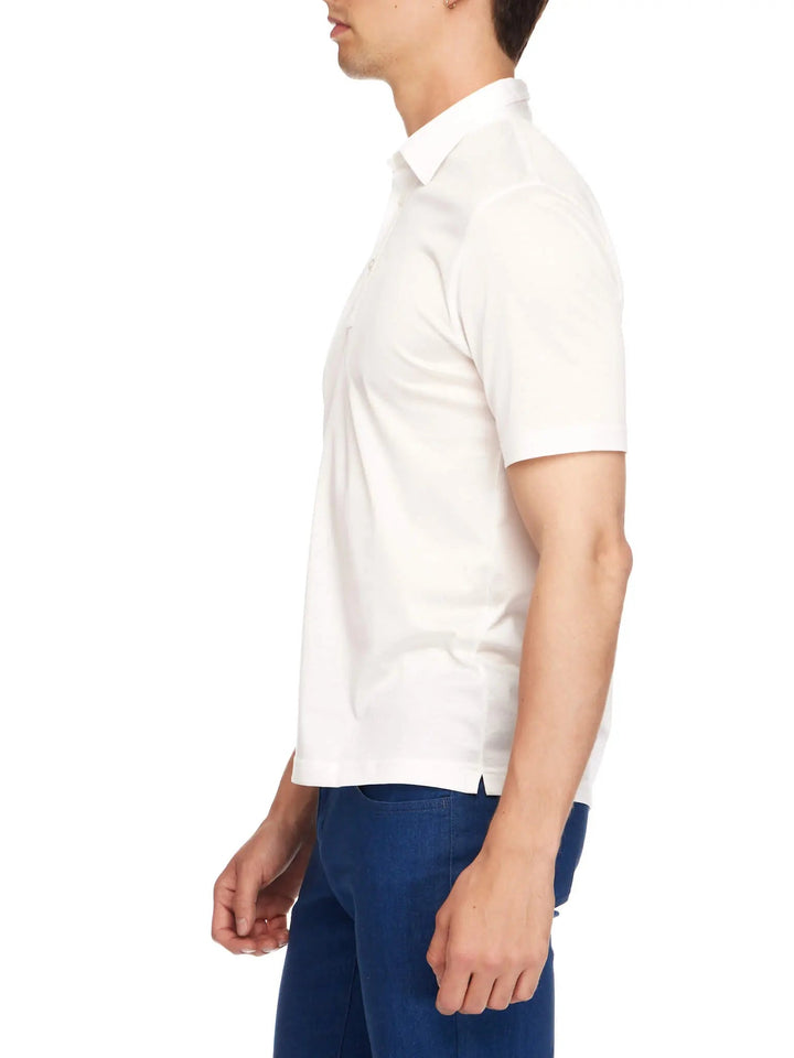 Men's Cotton Jersey Polo Shirt In White - Nigel Curtiss