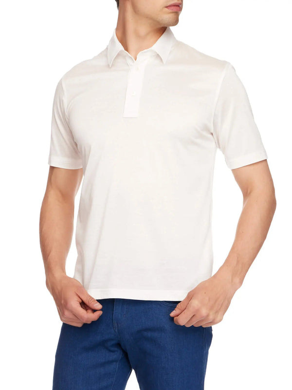 Men's Cotton Jersey Polo Shirt In White - Nigel Curtiss