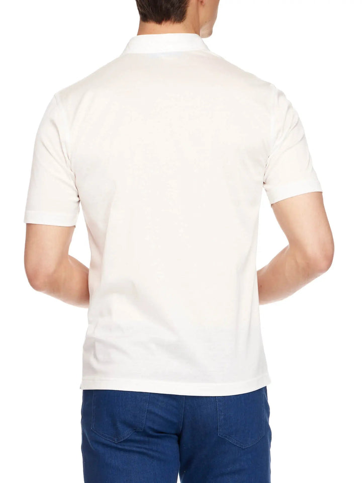 Men's Cotton Jersey Polo Shirt In White - Nigel Curtiss
