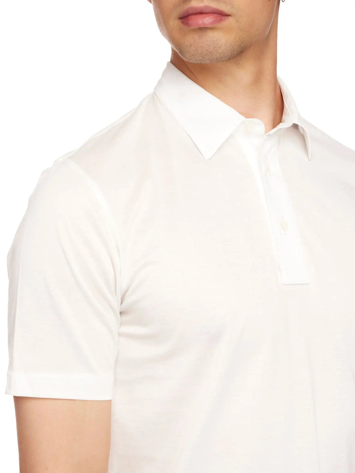 Men's Cotton Jersey Polo Shirt In White - Nigel Curtiss
