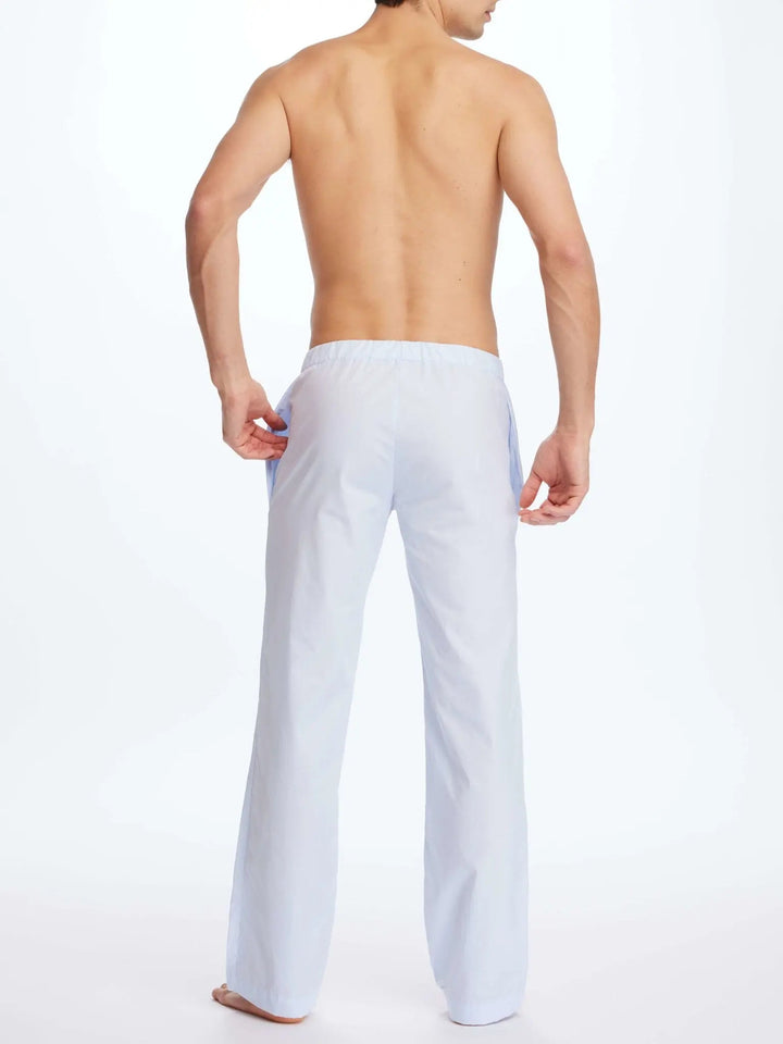 Men's Cotton Pajama Pant In Blue Poplin - Nigel Curtiss