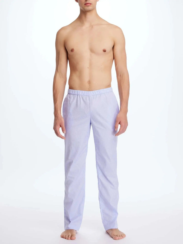Men's Cotton Pajama Pant In Purple Plaid - Nigel Curtiss