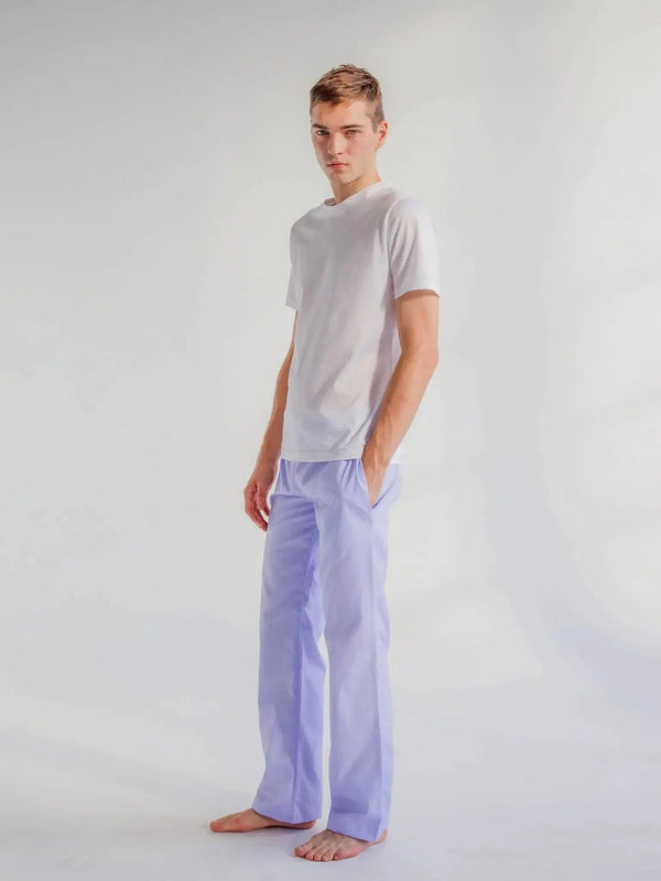 Men's Cotton Pajama Pant In Purple Plaid - Nigel Curtiss