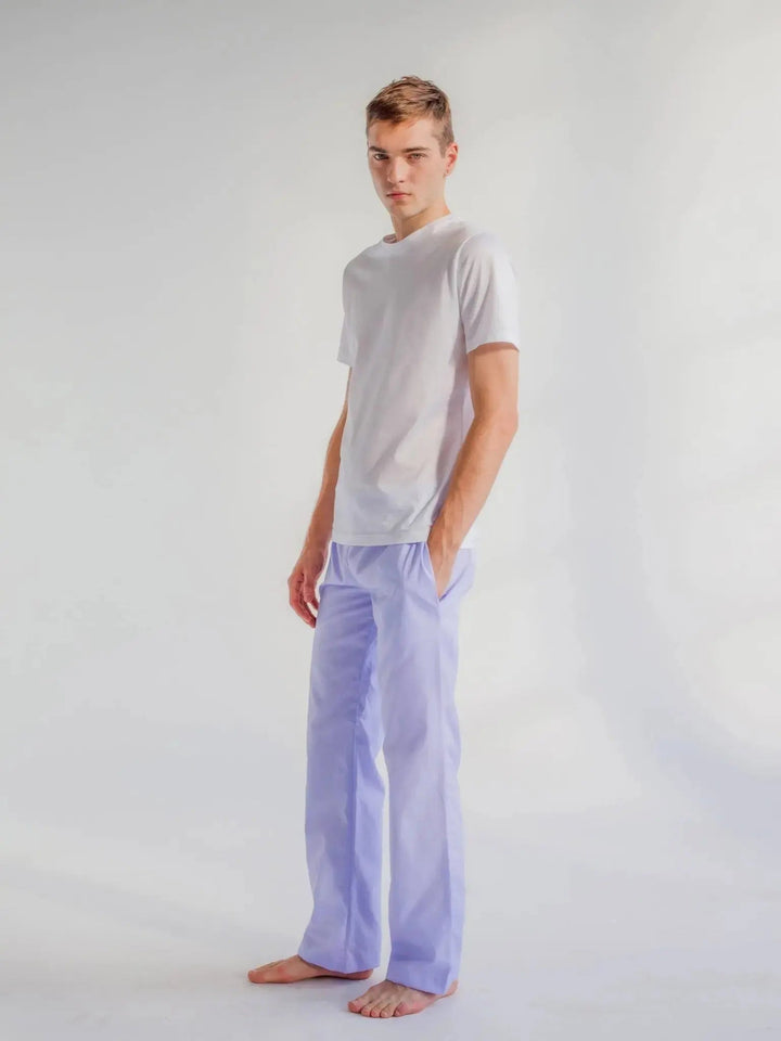 Men's Cotton Pajama Pant In Purple Plaid