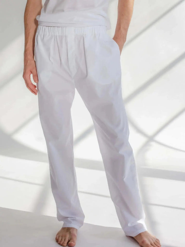 Men's Cotton Pajama Pant In White - Nigel Curtiss