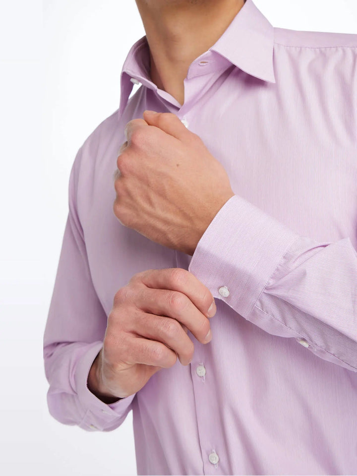 Men's Cotton Shirt In Pink Poplin - Nigel Curtiss