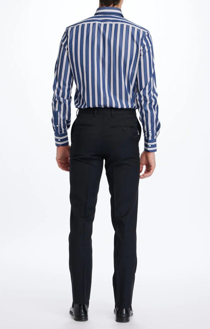 Men's Cotton Shirt In Striped Poplin - Nigel Curtiss
