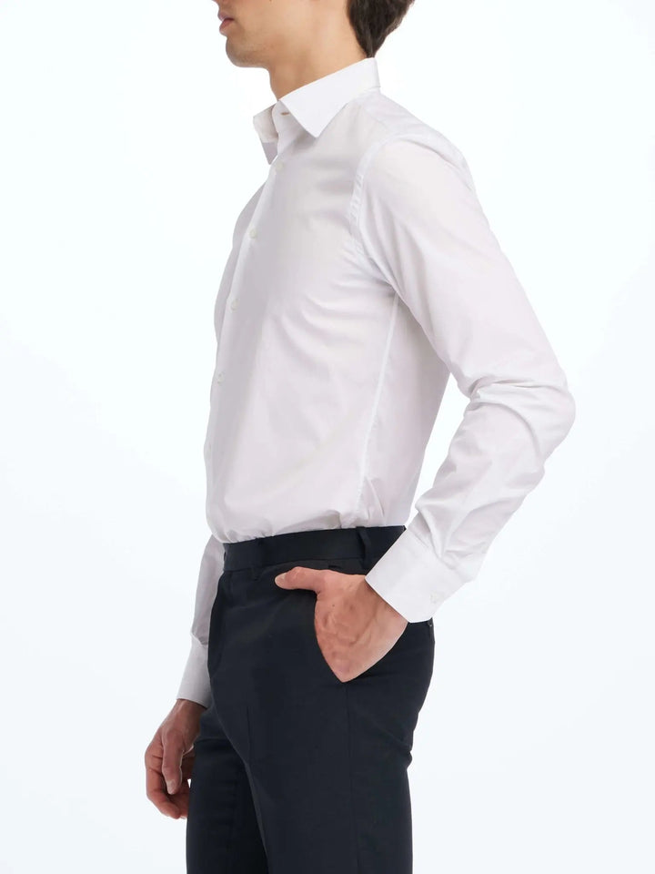 Men's Cotton Shirt In White Poplin - Nigel Curtiss