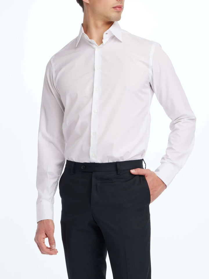 Men's Cotton Shirt In White Poplin - Nigel Curtiss