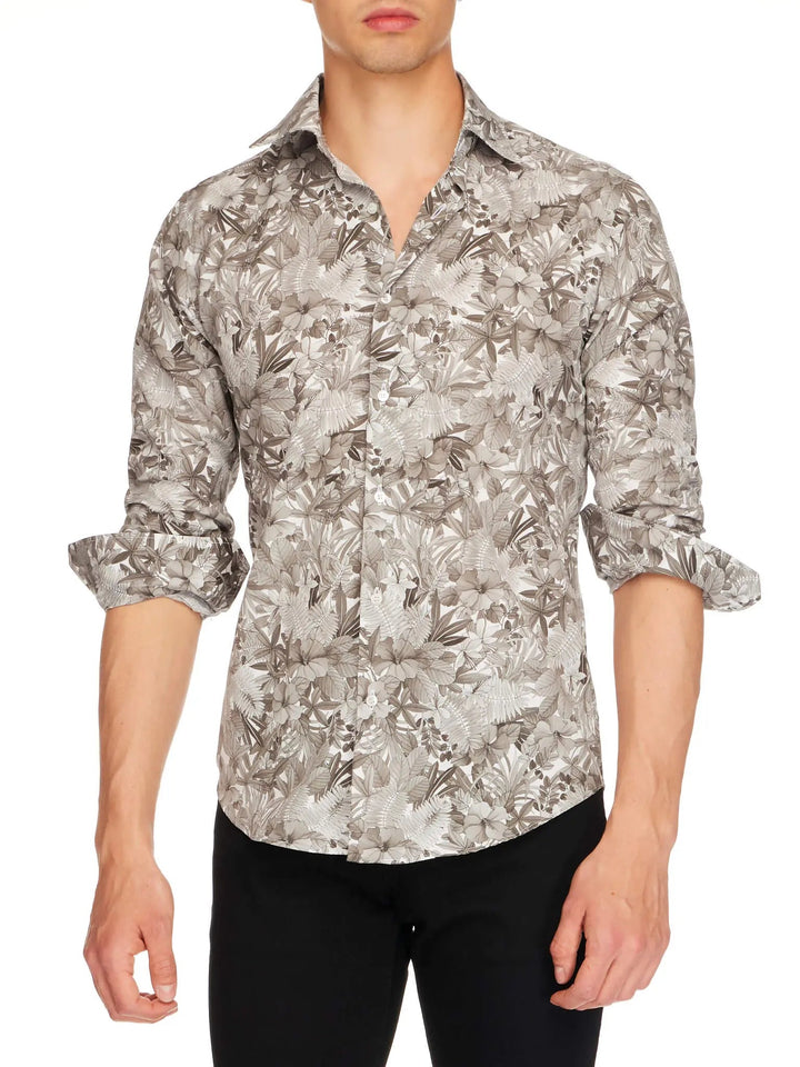 Men’s Grey Garden Cotton Shirt - Nigel Curtiss