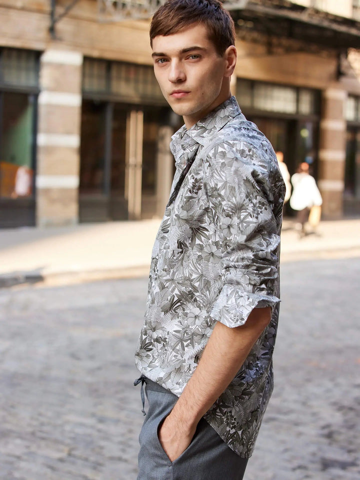 Men’s Grey Garden Cotton Shirt - Nigel Curtiss