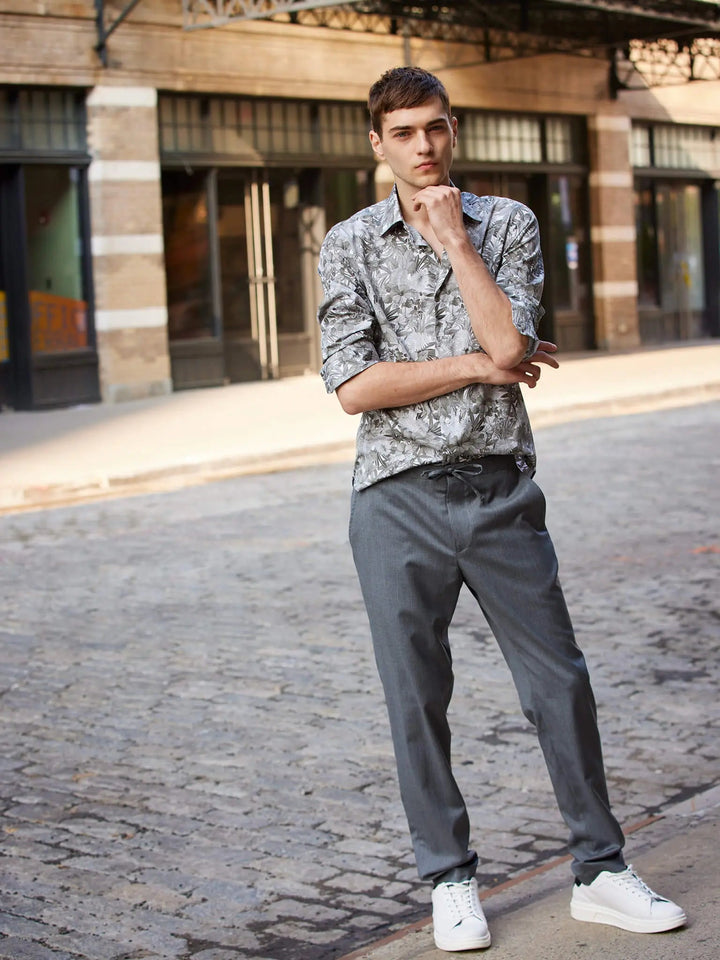 Men’s Grey Garden Cotton Shirt - Nigel Curtiss