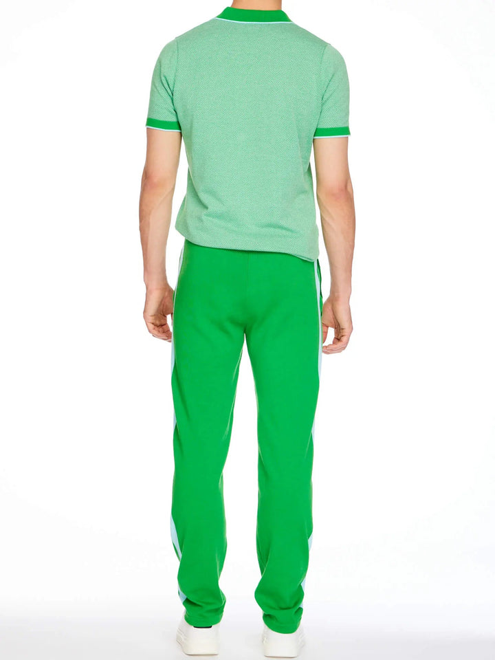 Men’s Pima Cotton Knitted Pants In Jade With Aqua Stripe - Nigel Curtiss
