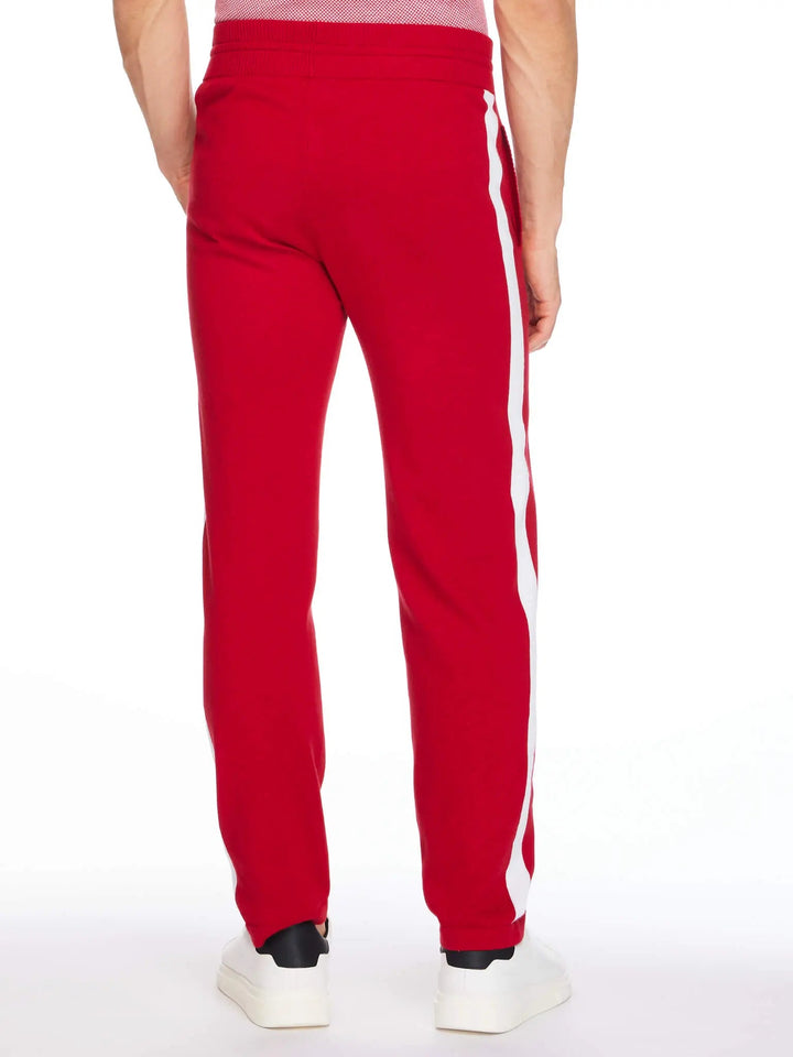 Men’s Pima Cotton Knitted Pants In Red With White Stripe - Nigel Curtiss