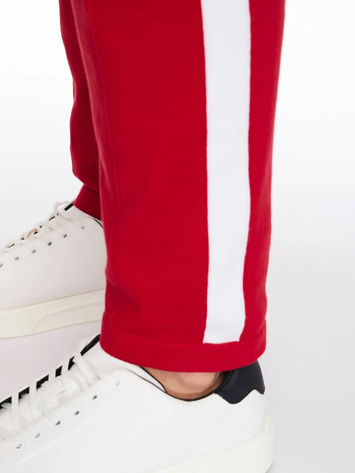 Men’s Pima Cotton Knitted Pants In Red With White Stripe - Nigel Curtiss