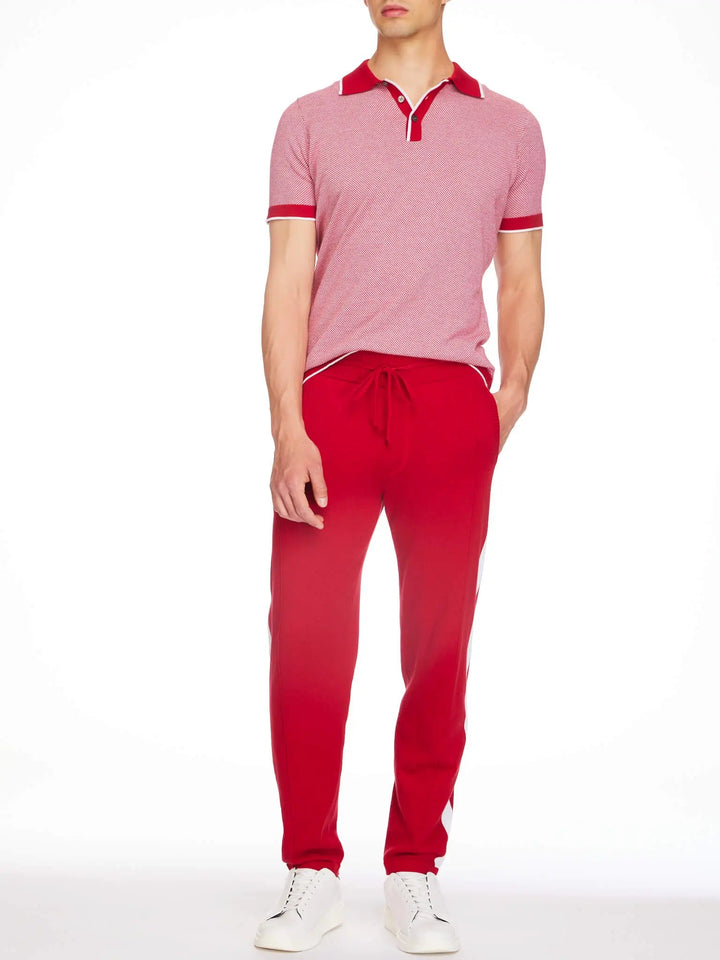 Men’s Pima Cotton Knitted Pants In Red With White Stripe - Nigel Curtiss