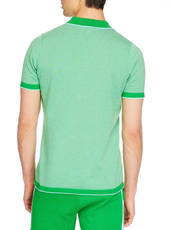 Men's Pima Cotton Knitted Polo Shirt In Jade And Aqua - Nigel Curtiss