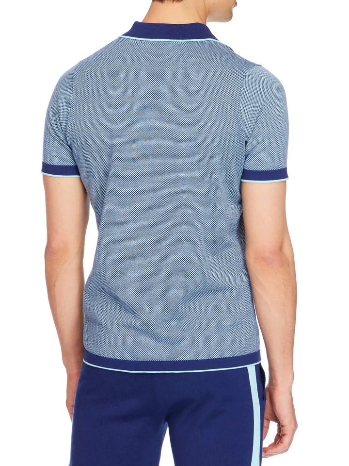 Men’s Pima Cotton Knitted Polo Shirt In Sapphire And Aqua - Nigel Curtiss