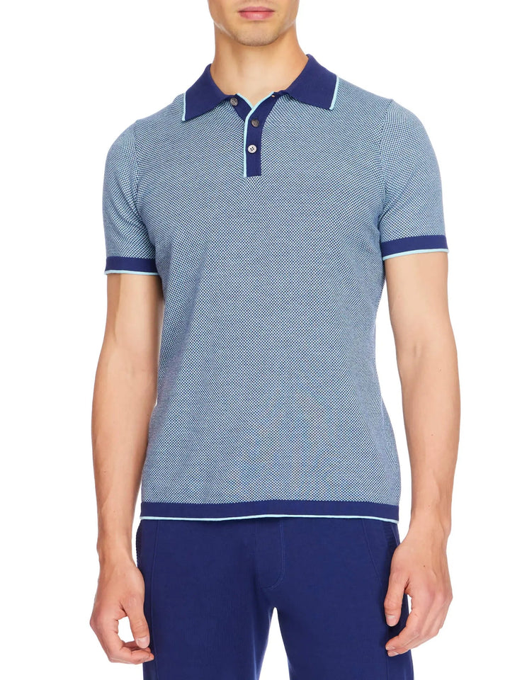 Men’s Pima Cotton Knitted Polo Shirt In Sapphire And Aqua - Nigel Curtiss