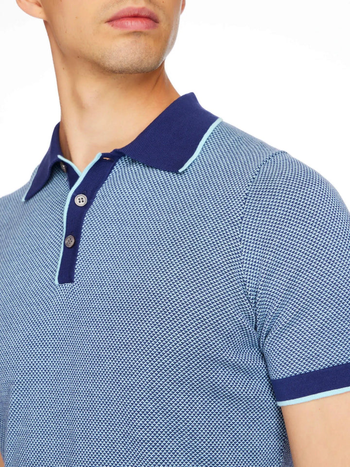 Men’s Pima Cotton Knitted Polo Shirt In Sapphire And Aqua - Nigel Curtiss