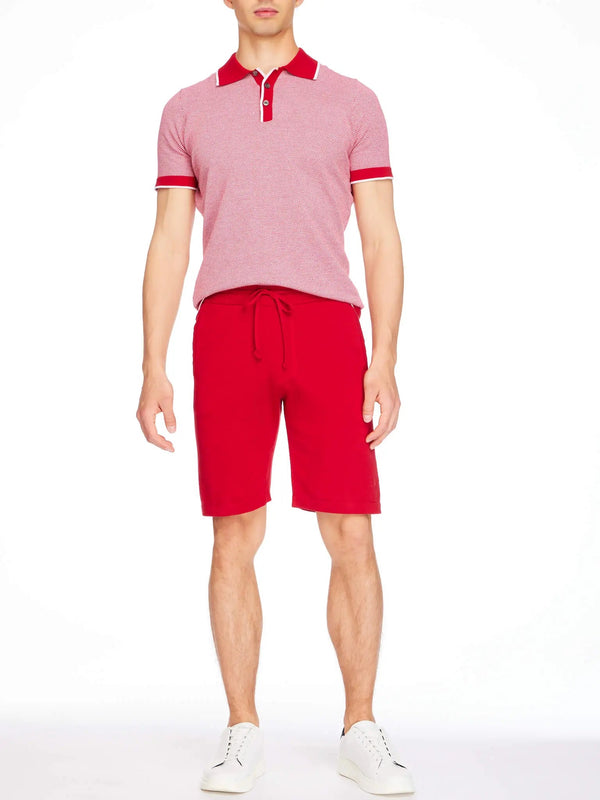 Men’s Pima Cotton Knitted Shorts In Red With White Stripe - Nigel Curtiss