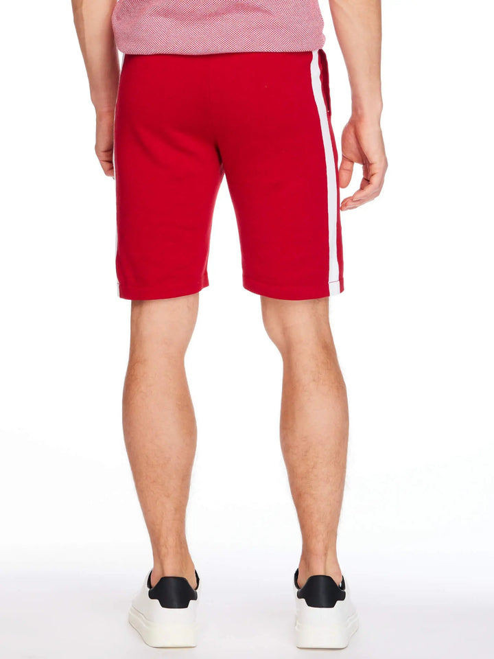 Men’s Pima Cotton Knitted Shorts In Red With White Stripe - Nigel Curtiss