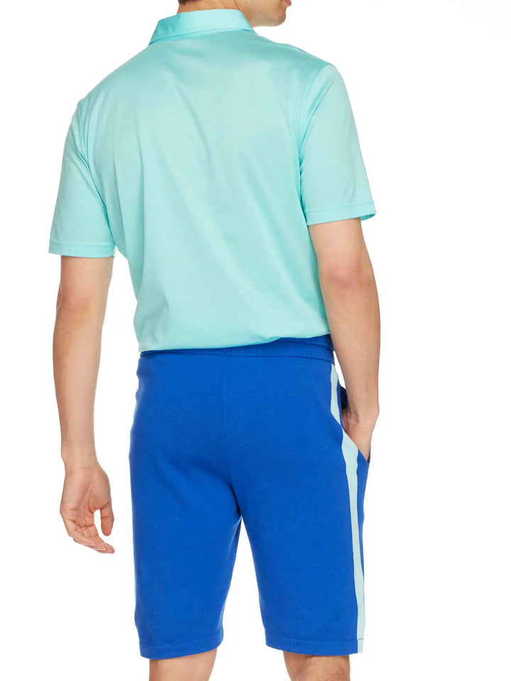 Men’s Pima Cotton Knitted Shorts In Sea Blue With Aqua Stripe - Nigel Curtiss