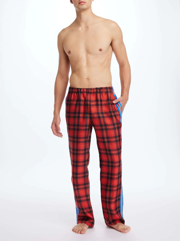 Men’s Royal Stewart Tartan Silk Pajama Pant With Stripe - Nigel Curtiss