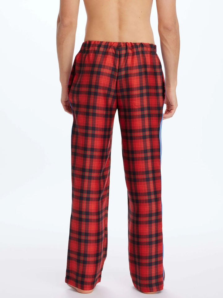 Men’s Royal Stewart Tartan Silk Pajama Pant With Stripe - Nigel Curtiss