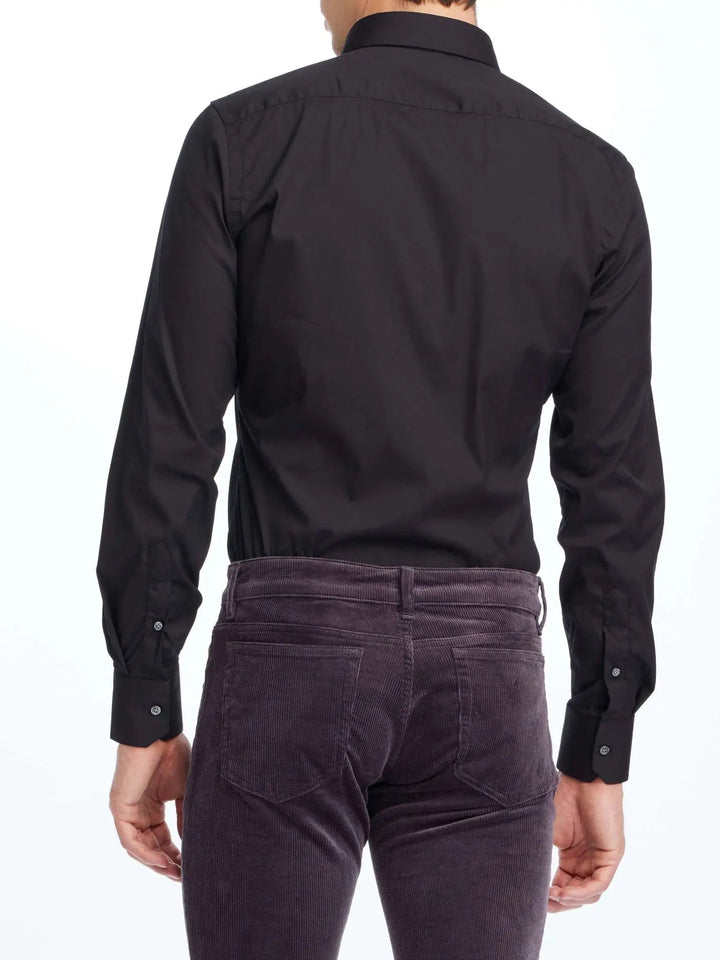 Men's Stretch Cotton Shirt In Black - Nigel Curtiss