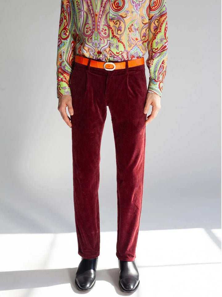 Men's Tangerine Paisley Silk Shirt - Nigel Curtiss