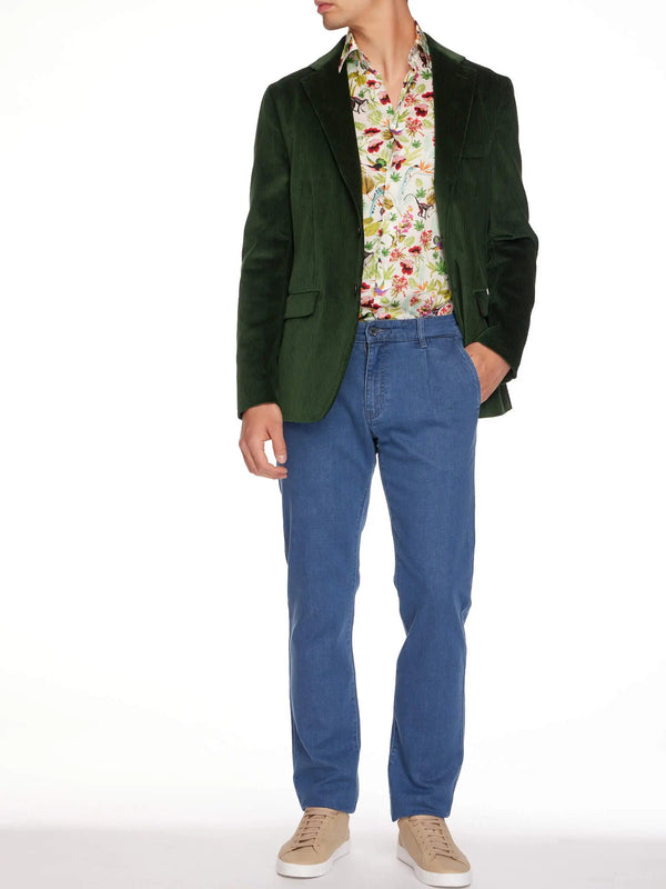 Men's Unconstructed Cotton Corduroy Jacket In Bottle Green - Nigel Curtiss