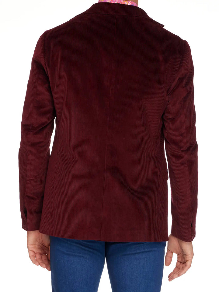 Men's Unconstructed Cotton Corduroy Jacket In Burgundy - Nigel Curtiss