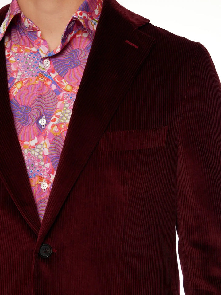 Men's Unconstructed Cotton Corduroy Jacket In Burgundy - Nigel Curtiss