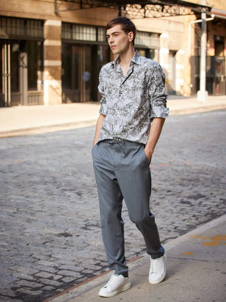 Men's Wool Positano Pant In Light Grey - Nigel Curtiss