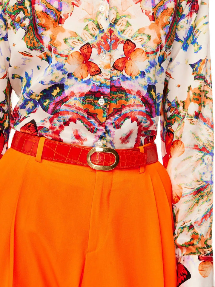 Unisex Alligator Belt In Orange Gloss - Nigel Curtiss