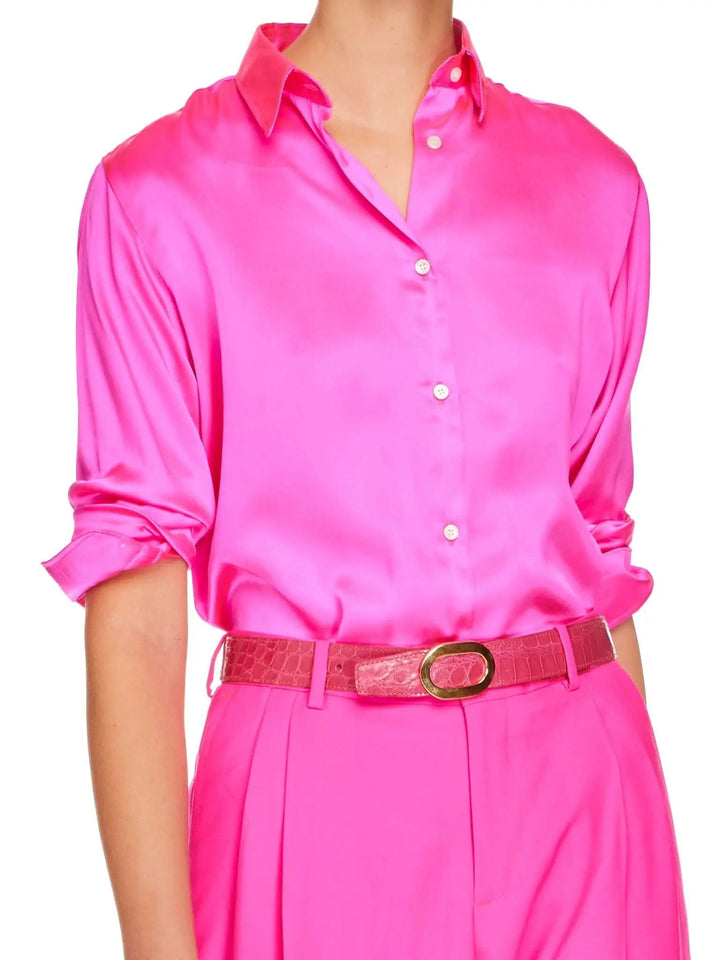 Unisex Alligator Belt In Pink Gloss - Nigel Curtiss