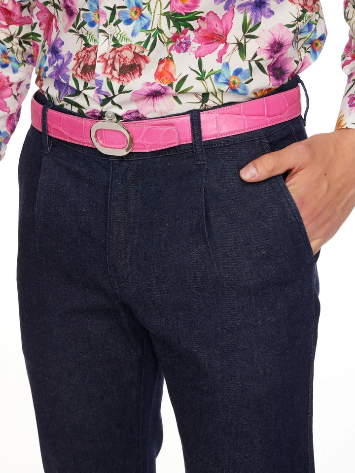 Unisex Alligator Belt In Pink Matte - Nigel Curtiss