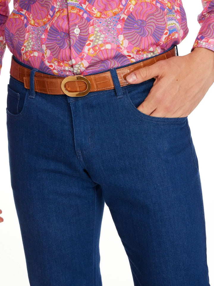 Unisex Alligator Belt In Tan Matte - Nigel Curtiss