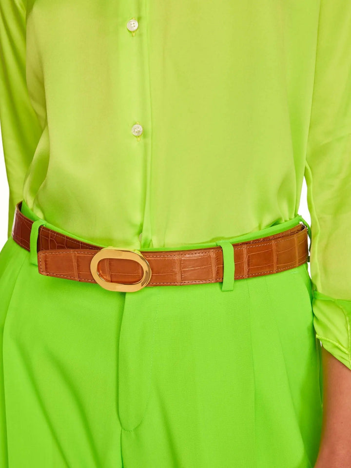 Unisex Alligator Belt In Tan Matte - Nigel Curtiss