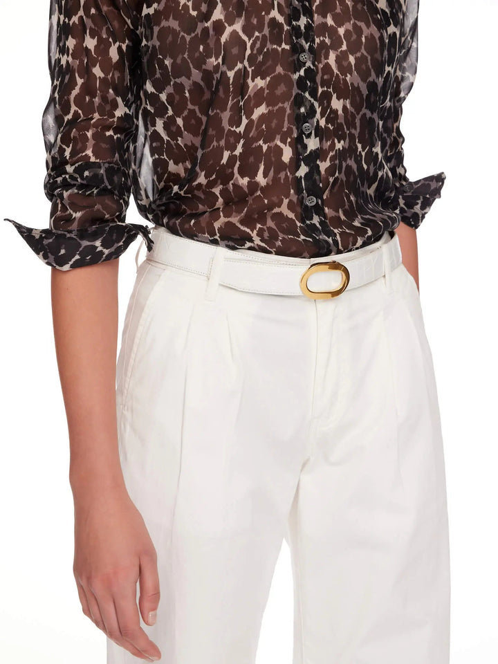 Unisex Alligator Belt In White Matte - Nigel Curtiss