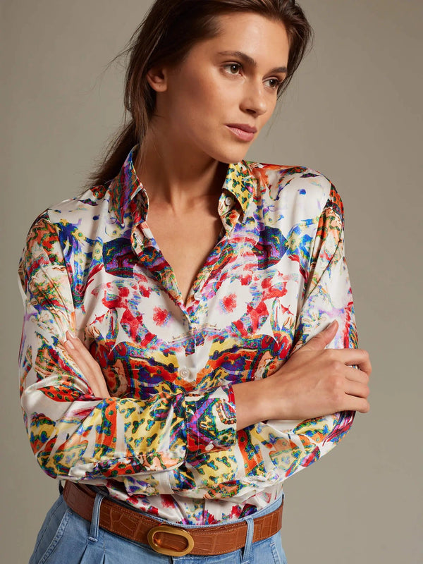 Women’s Butterfly Kaleidoscope Silk Shirt - Nigel Curtiss