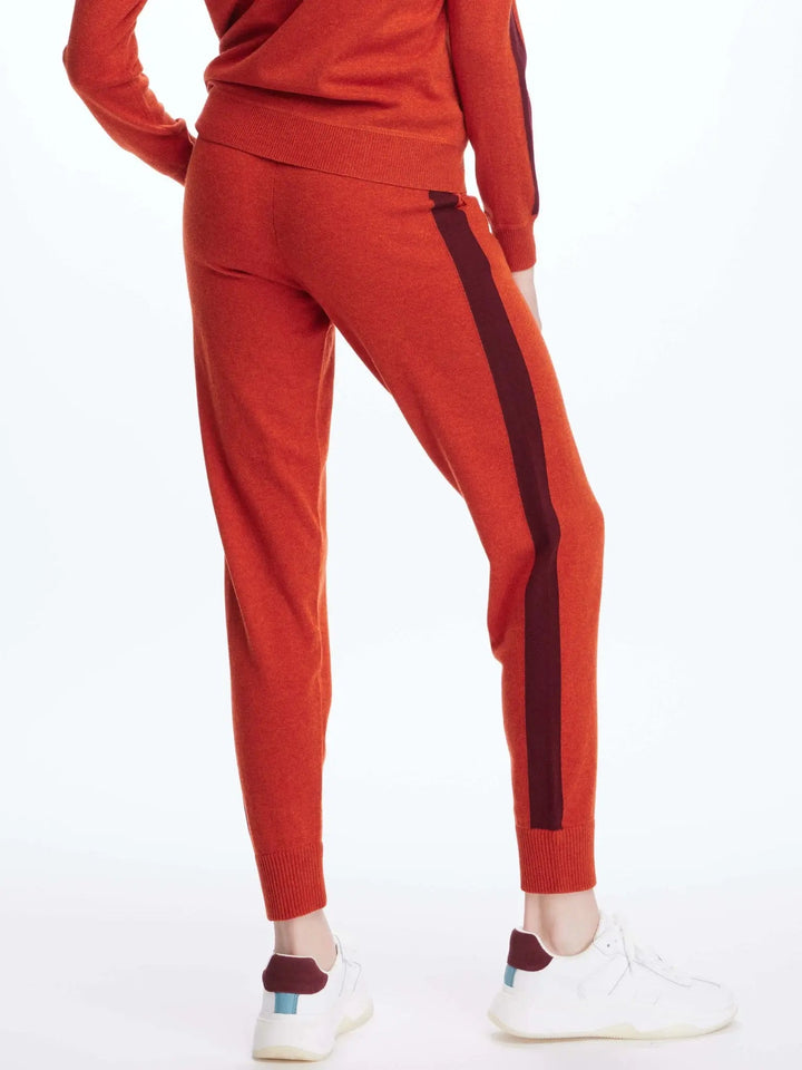 Women's Cashmere Sweatpant In Orange With Red Stripe - Nigel Curtiss